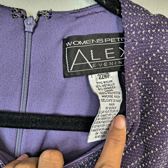 Alex Evenings Glitter Embellished Jacquard Maxi Gown Size 22W Petite Purple - Picture 4 of 9